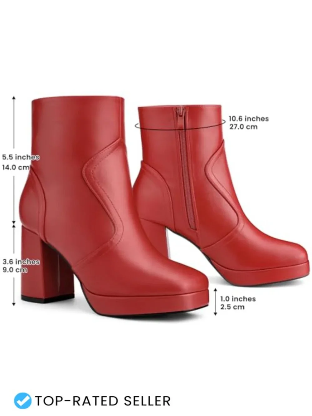 Faux Leather Squared Toe Platform Chunky Heels Ankle Boots Block Heel